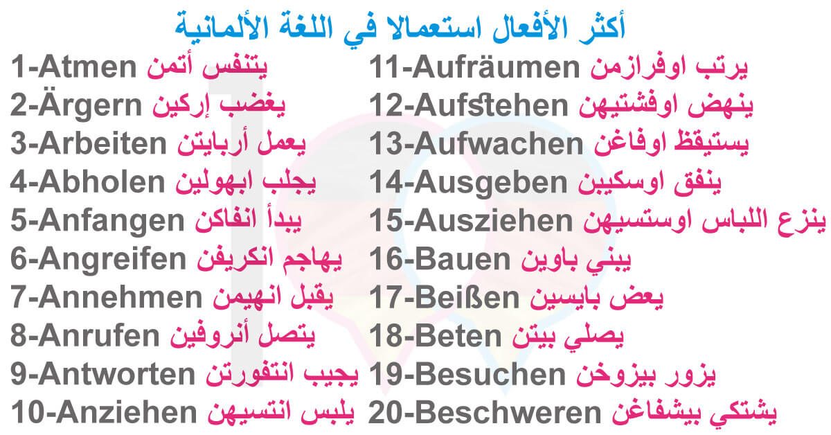 الأفعال الأكثر استعمالا في اللغة الألمانية mostusedverbs 1 تعلم اللغة الالمانية