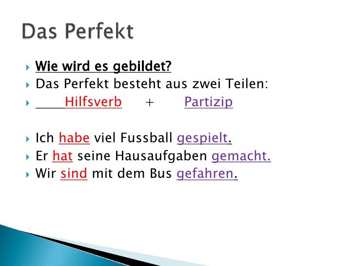 تعلم اللغة الالمانية (5) زمن الحاضر التام Das Perfekt das perfekt 3 728 1 تعلم اللغة الالمانية