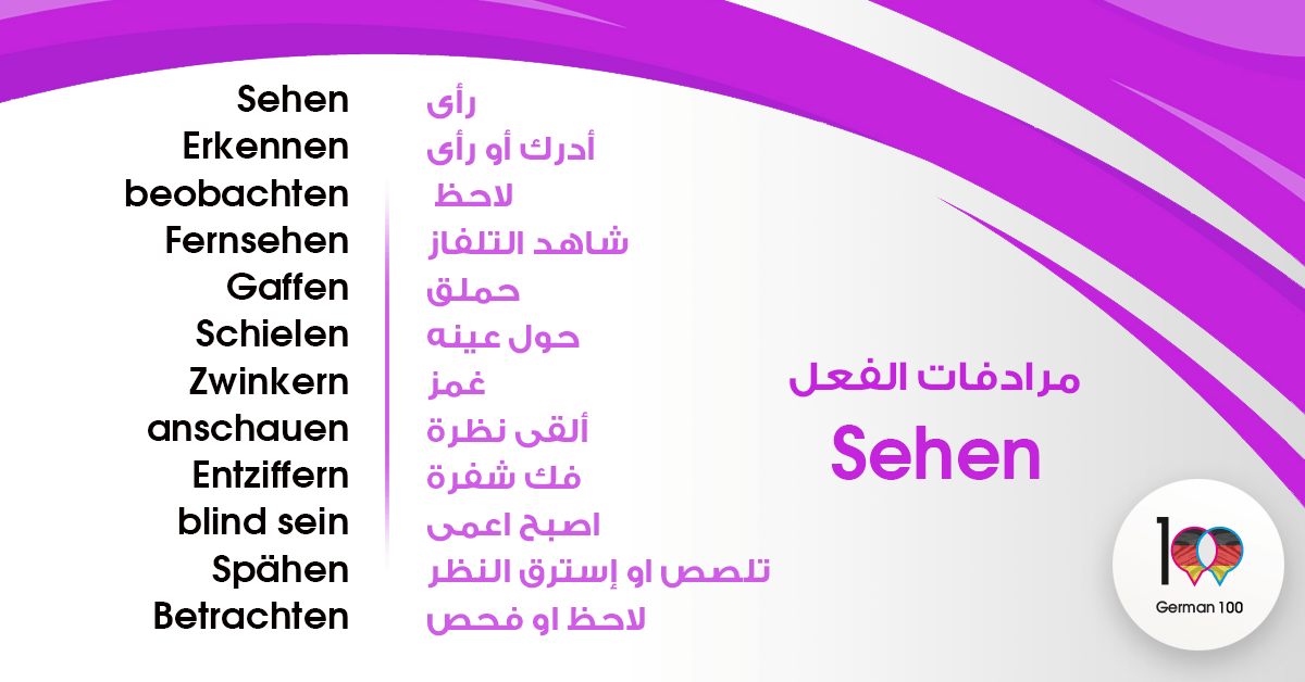 مرادفات الفعل Sehen - تعلم اللغة الالمانية Sehen 1 1 1 تعلم اللغة الالمانية